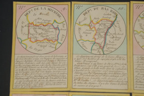 Biedermeier period geographical pack of cards * 86 hand-painted cards * France at 1820