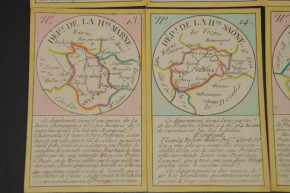 Biedermeier period geographical pack of cards * 86 hand-painted cards * France at 1820