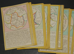 Biedermeier period geographical pack of cards * 86 hand-painted cards * France at 1820