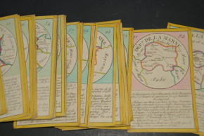 Biedermeier period geographical pack of cards * 86 hand-painted cards * France at 1820