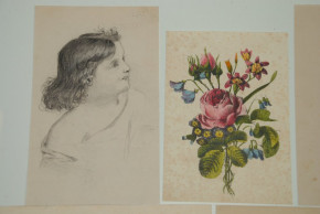 uraltes Poesie Album im Schober * Zeichnungen & kolorierten Lithos. * um 1850-1860