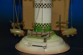 Penny Toy airman merry-go-round with 3 zeppelins & 3 aeroplanes in the box * Germany at 1910-1920