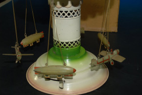 Penny Toy airman merry-go-round with 3 zeppelins & 3 aeroplanes in the box * Germany at 1910-1920