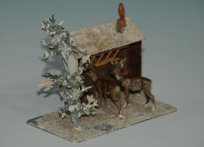 Heyde G. Christmas decoration * food hay rack with game in winter * at 1900