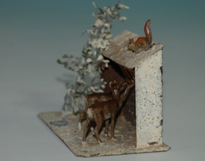 Heyde G. Christmas decoration * food hay rack with game in winter * at 1900