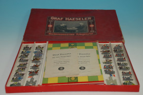 Graf Haeseler hochinteressantes Kriegsspiel 1. WK mit 32 Haffner Zinnfiguren im O.K. * um 1905