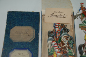 uralte Aufstell-Figuren aus Papier * 13 Mamelucks 1809 * W. Strassburg um 1840