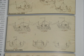 Issmayer 11 magnetische Schwimm Gegenstände * Schiffe & Tiere im O.K. * um 1860