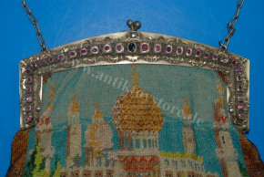 splendid pearl bag with Middle Eastern palace * silver & half precious stones at 1860