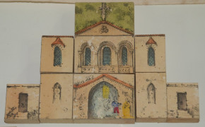 6 antique hand-painted buildings do a jigsaw puzzle * manufactory A. Thomaron Paris * at 1850/1860