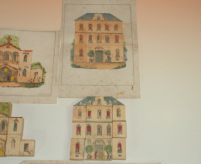 6 antique hand-painted buildings do a jigsaw puzzle * manufactory A. Thomaron Paris * at 1850/1860