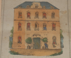 6 antique hand-painted buildings do a jigsaw puzzle * manufactory A. Thomaron Paris * at 1850/1860