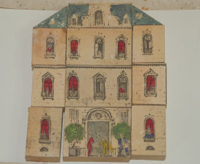 6 antique hand-painted buildings do a jigsaw puzzle * manufactory A. Thomaron Paris * at 1850/1860