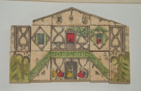 6 antique hand-painted buildings do a jigsaw puzzle * manufactory A. Thomaron Paris * at 1850/1860