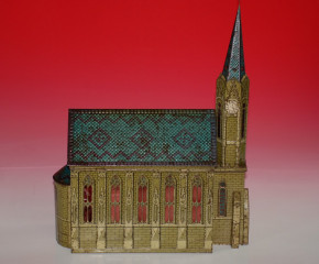 uralte große Kirche Höhe 45 cm * Blechdose geprägt & litho. * um 1895