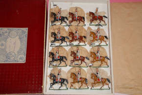 Heyde, Georg tin figures * 12 pieces Prussian Guards du Corps trotting * 1.9 inch figures in box No. 69 * at 1900