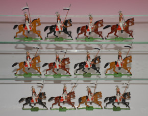 Heyde, Georg tin figures * 12 pieces Prussian Guards du Corps trotting * 1.9 inch figures in box No. 69 * at 1900