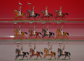 Heyde, Georg tin figures * 12 pieces Prussian Guards du Corps trotting * 1.9 inch figures in box No. 69 * at 1900