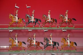 Heyde, Georg tin figures * 12 pieces Prussian Guards du Corps trotting * 1.9 inch figures in box No. 69 * at 1900