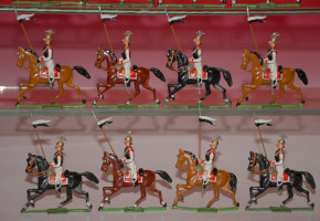 Heyde, Georg tin figures * 12 pieces Prussian Guards du Corps trotting * 1.9 inch figures in box No. 69 * at 1900