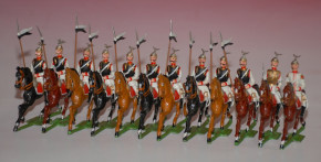 Heyde, Georg tin figures * 12 pieces Prussian Guards du Corps trotting * 1.9 inch figures in box No. 69 * at 1900