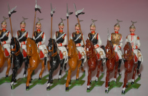 Heyde, Georg tin figures * 12 pieces Prussian Guards du Corps trotting * 1.9 inch figures in box No. 69 * at 1900