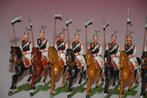 Heyde, Georg tin figures * 12 pieces Prussian Guards du Corps trotting * 1.9 inch figures in box No. 69 * at 1900