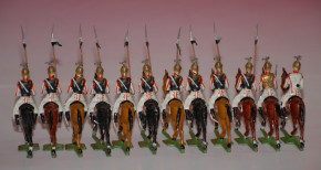 Heyde, Georg tin figures * 12 pieces Prussian Guards du Corps trotting * 1.9 inch figures in box No. 69 * at 1900