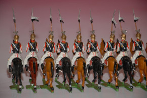 Heyde, Georg tin figures * 12 pieces Prussian Guards du Corps trotting * 1.9 inch figures in box No. 69 * at 1900