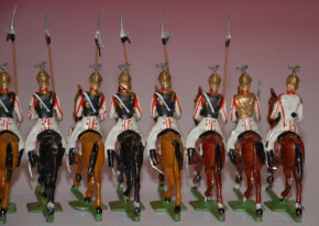 Heyde, Georg tin figures * 12 pieces Prussian Guards du Corps trotting * 1.9 inch figures in box No. 69 * at 1900