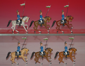 Heyde, Georg pewter figures * 6 pieces Saxon Guard riders * 1.9 inch figures series * at 1900