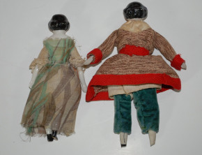 2 uralte Puppenstuben Puppen zum herrichten * Deutschland um 1860/1880