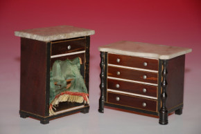 2 antique dollhouses chest of drawers with marble plates * c. 1860/1880