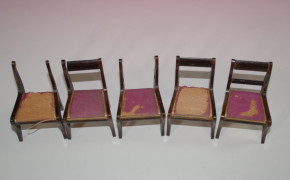 5 antique dollhouses chairs with silk cover to make * at 1860/1880