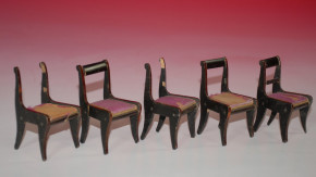 5 antique dollhouses chairs with silk cover to make * at 1860/1880