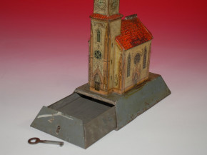 antique GBN money box church * Mission money box tin * at 1900