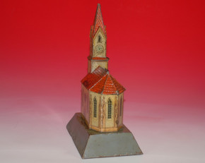 antique GBN money box church * Mission money box tin * at 1900