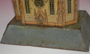 antique GBN money box church * Mission money box tin * at 1900