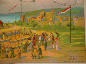 uraltes Kinderspiel * Eine Reise mit den Aeroplan * Spear & Söhne Nürnberg um 1905