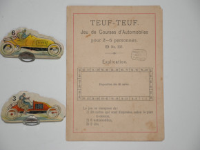 uraltes Dorndorf Kinderspiel - Automobilspiel * Teuf Teuf No. 337 * Litho´s. um 1905