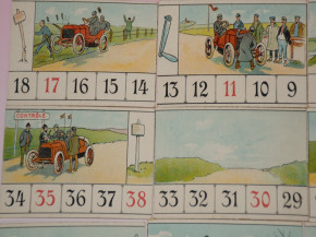 uraltes Dorndorf Kinderspiel - Automobilspiel * Teuf Teuf No. 337 * Litho´s. um 1905