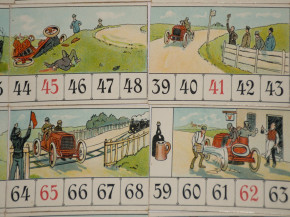 uraltes Dorndorf Kinderspiel - Automobilspiel * Teuf Teuf No. 337 * Litho´s. um 1905