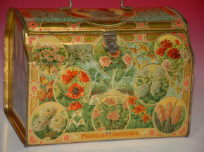 Chocolate tin box MARTOUGIN in the form of a lunchbox * around 1900