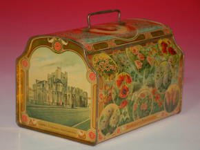 Chocolate tin box MARTOUGIN in the form of a lunchbox * around 1900