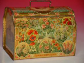 Schokoladen Blechdose MARTOUGIN in Form einer Lunchbox * um 1900