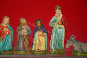 antique large pyramid nativity figures made of paper mache * 12 parts * at 1900