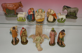 antique set of pyramids or nativity figures * 12 parts * at 1900