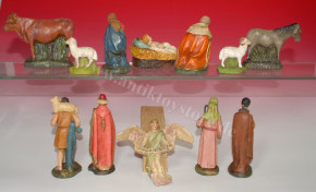 antique set of pyramids or nativity figures * 12 parts * at 1900