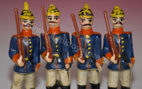 Erzgebirge 4 pieces Kalkofen figures * Prussian soldiers * Olbernhau around 1900/1910