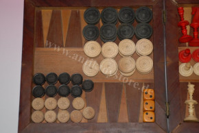 antique game magazine with chess pieces from leg & game board * rarely at 1850/1860